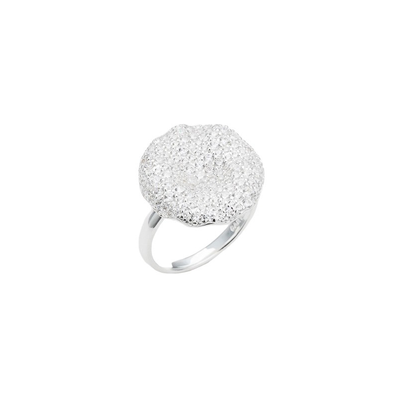 Bague large Anneau AMBRE argent & Pavé rond de mini cristaux blancs - CANYON