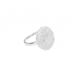 Bague large Anneau AMBRE argent & Pavé rond de mini cristaux blancs TAILLE 58