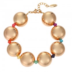 Bracelet RAYONNA Or - Grosses perles dorées & Perles multicolores - HIPANEMA