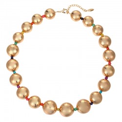 Collier AZURION Or - Cascade de grosses perles dorées & Perles multicolores - HIPANEMA