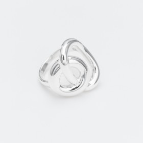 Bague large Anneau argent & Entrelacs rond, ovale design - CANYON