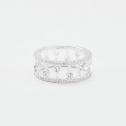 Bague fine CLEO Argent - Anneaux boules & Barrettes en zircons blancs TAILLE 60