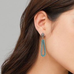 Boucles d'oreilles pendantes PEMA Argent - Gouttes perlées turquoise