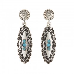 Boucles d'oreilles pendantes KIONA Argent - Pendentif antique & Perles turquoiseHIPANEMA