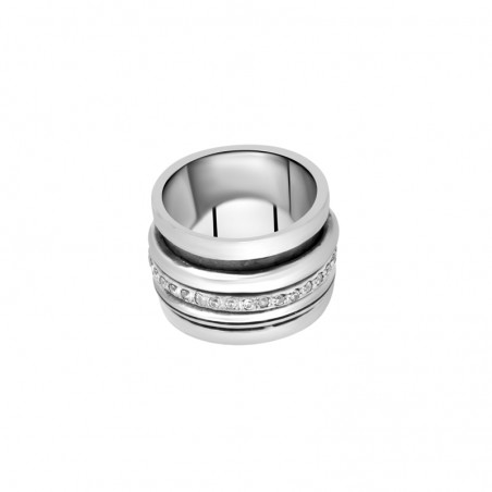 Bague 10k blanc zircon taille émeraude - Bijouterie