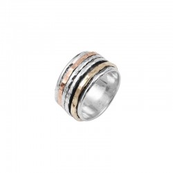 Bague Large Argent & Anneaux mobiles 2 Ors - LA REVEUSE- Port Moresby THEMA BAGUES