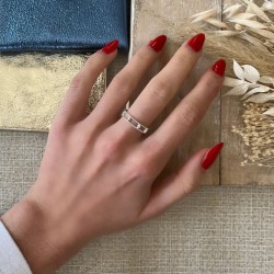Bague CHIARA en argent Argent - Double Anneaux fins & Oxydes blancs TAILLE 56