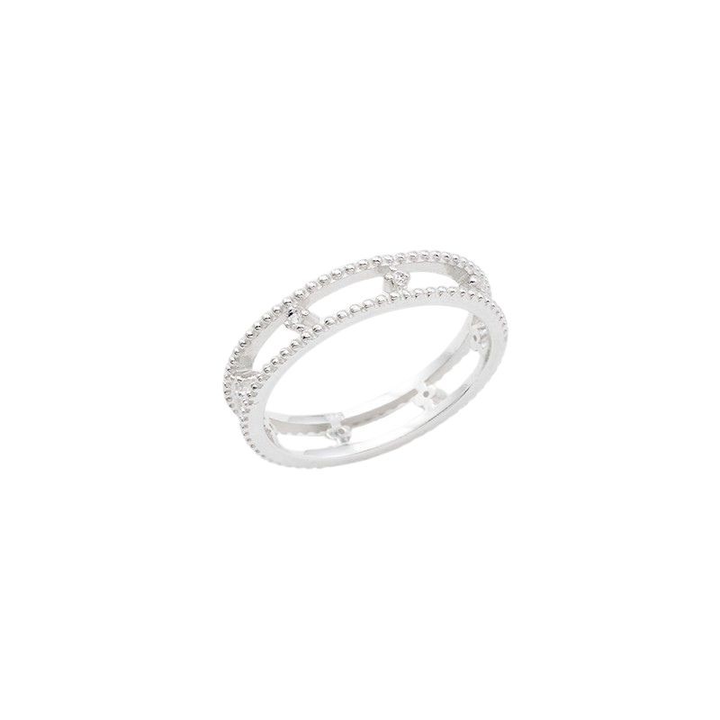 Bague CHIARA en argent Argent - Double Anneaux fins & Oxydes blancs TAILLE 60