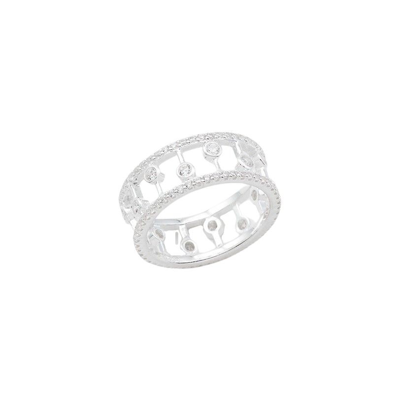 Bague fine CLEO Argent - Anneaux boules & Barrettes en zircons blancs - CANYON BAGUES