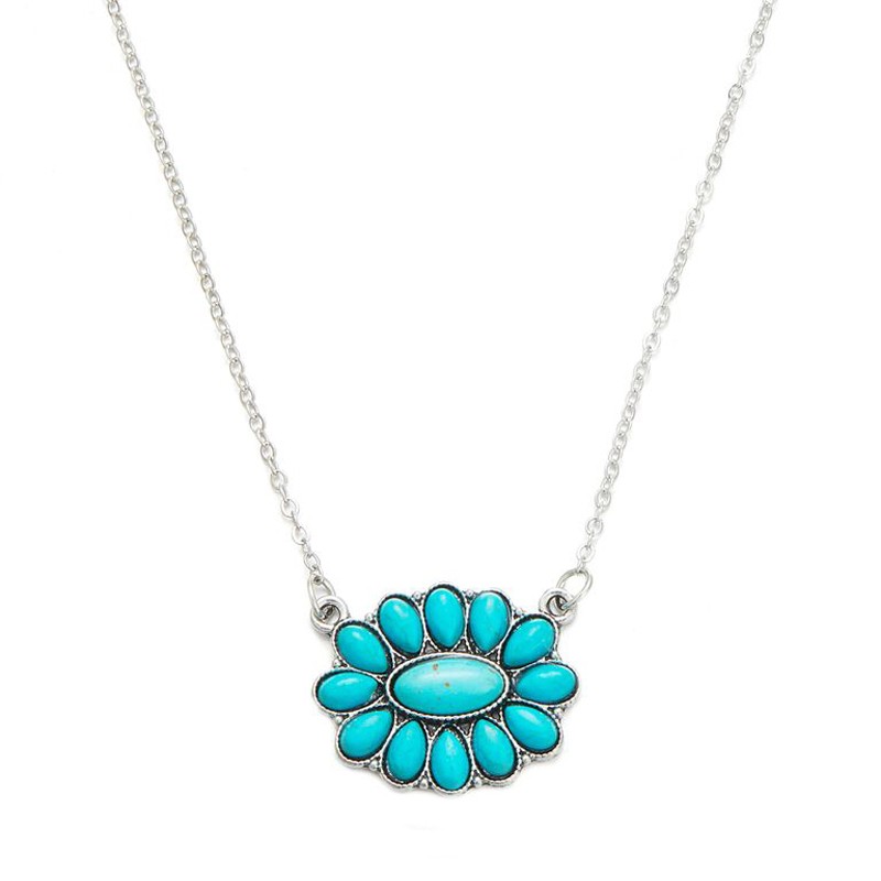 Collier LEIKA Or - Chaîne & Pendentif Fleur Navajo turquoise HIPANEMA