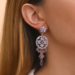 Boucles d'oreilles CHIARA Or - Rosace moucharabieh, cristaux violets