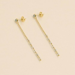 Boucles d'oreilles fines pendantes ASHA OR - Chaînettes & Apatites