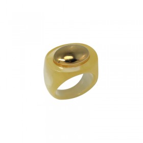 Bague large ACID SPOTLIGHT Résine jaune - Cabochon ovale doré - Lucas jack London