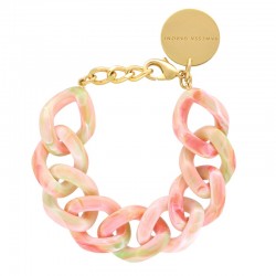 Bracelet FLAT CHAIN Summer Vibe Doré - Gros Maillons plats rose marbré - Vanessa Baroni