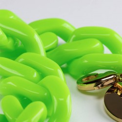Bracelet FLAT CHAIN Neon Green Doré - Gros Maillons plats vert fluo