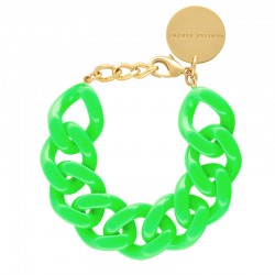Bracelet FLAT CHAIN Neon Green Doré - Gros Maillons plats vert fluo - VANESSA BARONI