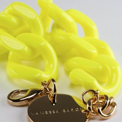 Bracelet FLAT CHAIN Neon Yellow Doré - Gros Maillons plats jaune fluo