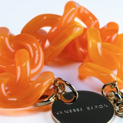 Bracelet FLAT CHAIN Neon Orange Marble Doré - Gros Maillons orange