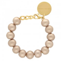 Bracelet MINI BEADS Champagners Pearl Doré, Grosses Perles champagne brossé - VANESSA BARONI