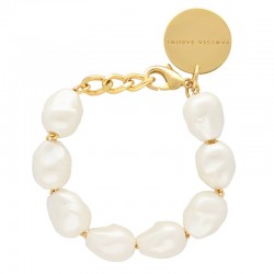 Bracelet Organic Pearl Doré, Grosses Perles blanches nacrées - VANESSA BARONI