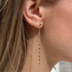 Boucles d'oreilles fines pendantes ASHA OR - Chaînettes & Pyrites