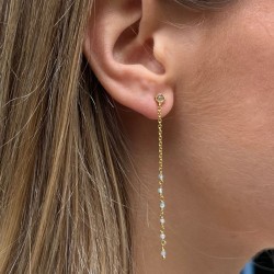 Boucles d'oreilles fines pendantes ASHA OR - Chaînettes & Apatites