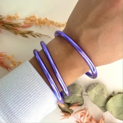 Bracelet Jonc BOUDDHISTE Mantra chance amour fortune épais - MAUVE Lilas TAILLE L