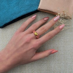 Bague FROSTY LOBSTER résine rose - Décor doré TAILLE 52