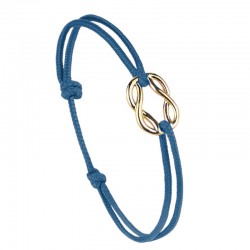 Bracelet fin TISSERAND Or - Noeud & Cordon bleu marine - Le Vent à la Française