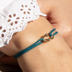 Bracelet BARQUE Cordon bleu canard & Noeud doré