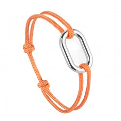 Bracelet GUINDANT argent - Maillon ovale & Cordon orange - Le vent à la Française