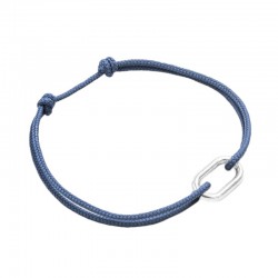 Bracelet PRAME Cordon bleu marine & petit maillon ovale argent