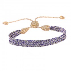 Bracelet fin ajustable ANIA Gold Purple Basil - Fils d'or tressés - Maaÿza