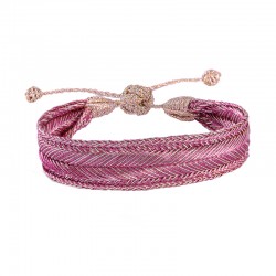 Bracelet fin ajustable ARROW Rose Gold Raspberry - Fils d'or tressés - Maaÿza