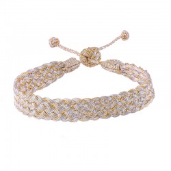 Bracelet fin ajustable BOX Gold Silver - Fils d'or tressés - Maaÿza