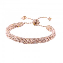 Bracelet fin ajustable BRAIDED Rose Gold - Fils d'or tressés - Maaÿza