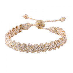 Bracelet fin ajustable CROSSED Gold & Silver - Fils d'or tressés - Maaÿza