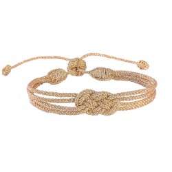 Bracelet fin ajustable DOUBLE KNOT Gold - Fils d'or tressés - Maaÿza