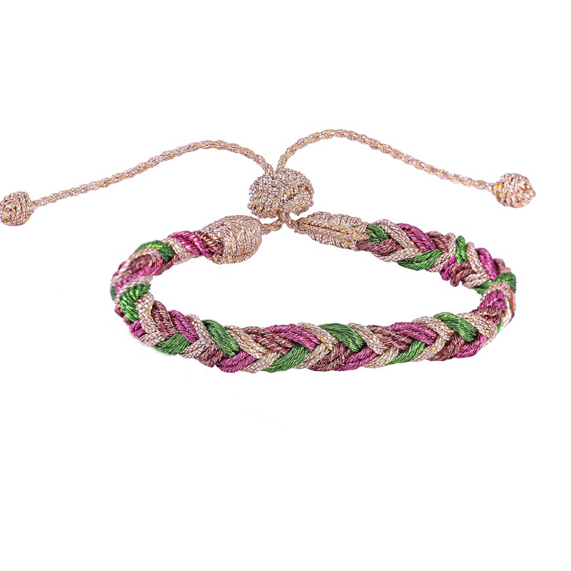 Bracelet fin ajustable EYA Rose Gold Lime Raspberry - Fils d'or tressés - Maaÿaz Bracelet fin ajustable EYA Rose Gold Lime Raspberry - Fils d'or tressés - Maaÿaz