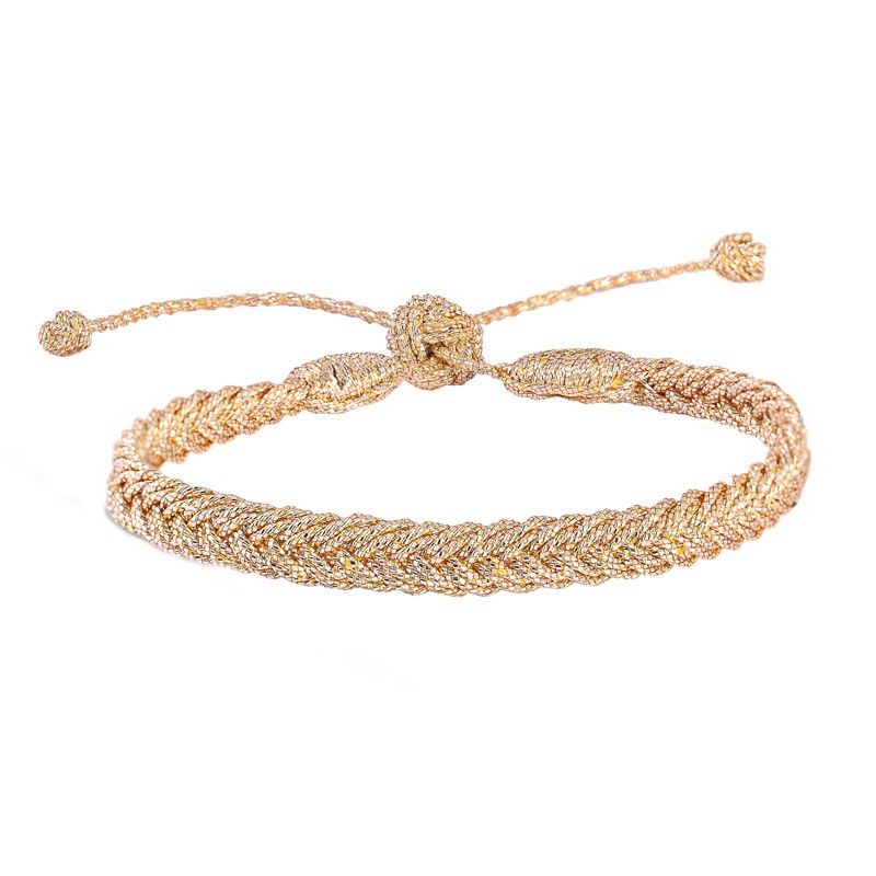 Bracelet fin ajustable EYA Gold - Fils d'or tressés - Maaÿaz