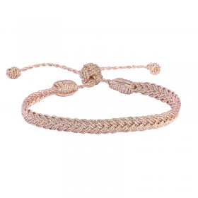 Bracelet fin ajustable EYA Rose Gold - Fils d'or tressés - Maaÿaz