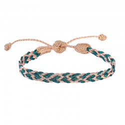 Bracelet fin ajustable ZYN 2 Peach Emarald - Fils d'or tressés - Maaÿaz