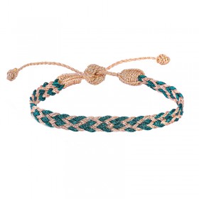 Bracelet fin ajustable ZYN 2 Peach Emarald - Fils d'or tressés - Maaÿaz