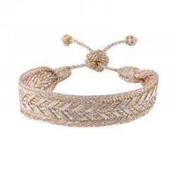 Bracelet fin ajustable INTERMIX Gold & Silver - Fils d'or tressés - Maaÿaz