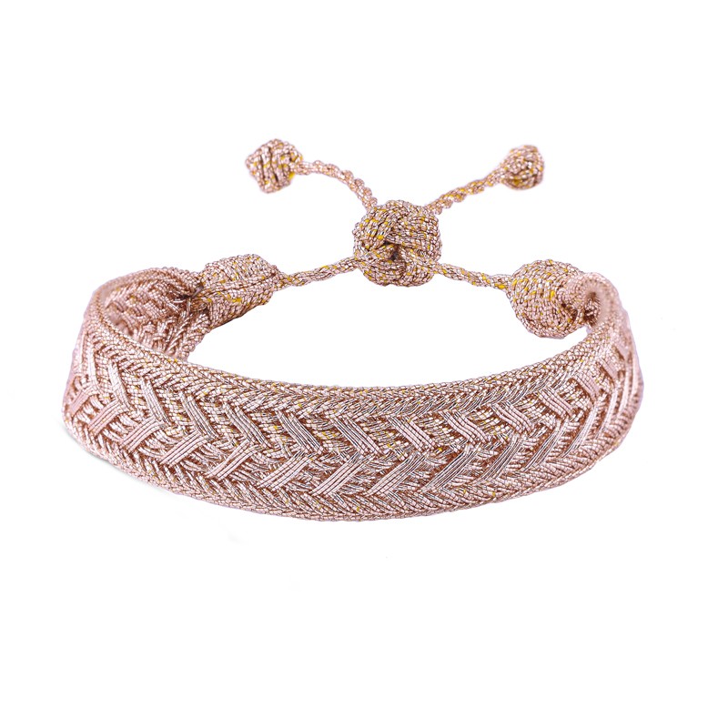 Bracelet fin ajustable INTERMIX Rose Gold - Fils d'or tressés - Maaÿaz Bracelet fin ajustable INTERMIX Rose Gold - Fils d'or tressés - Maaÿaz