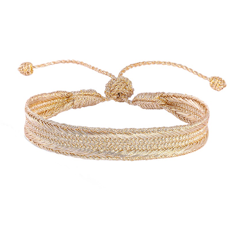 Bracelet fin ajustable NERRY Gold - Fils d'or tressés - Maaÿaz Bracelet fin ajustable NERRY Gold - Fils d'or tressés - Maaÿaz