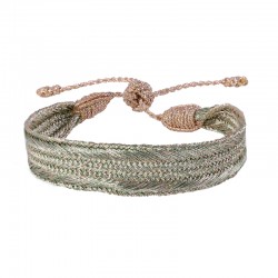 Bracelet fin ajustable NERRY Rose Gold Pistachio - Fils d'or tressés - Maaÿza