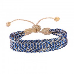 Bracelet fin ajustable NERRY Gold Bright Blue - Fils d'or tressés - Maaÿaz
