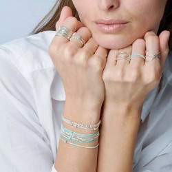Bracelet 2 tours ATLANTA argent - Cordons & Perles turquoise beige
