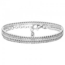 Bracelet chaînes en Argent 2T - Chaine diamantée & Chaîne boules - DORIANE Bijoux